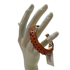 Betsey Johnson Pink & Blue Jeweled Bangle Bracelet w/ Gold Tone Hardware.